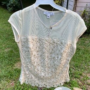 White House Black Market Top Tan Size M NWT